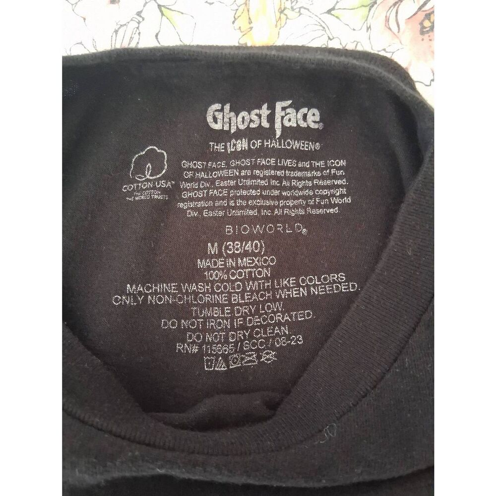Ghost Face Icon Of Halloween Scream Black Shortsleeve T-Shirt Size Medium - Picture 3 of 3